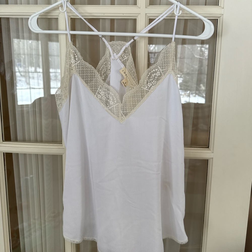 White Lace Trim Cami Top